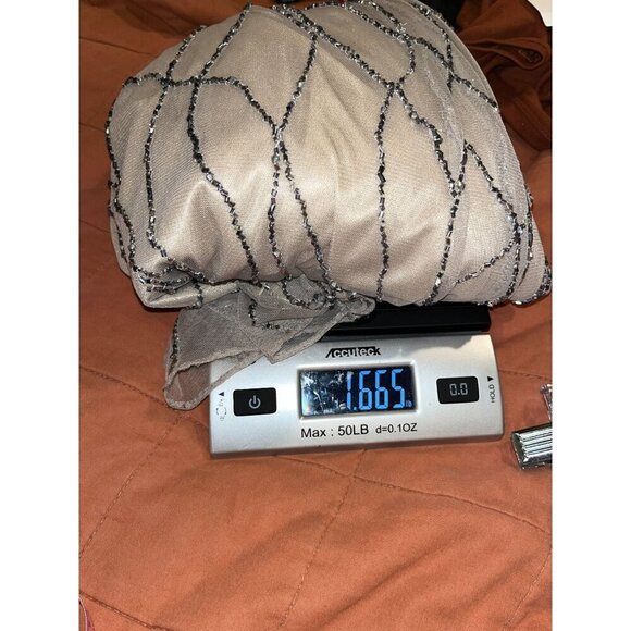 Adrianna Papell Beaded Mesh Blouson Gown Champagne Taupe Silver sz 6 Bridesmaid - Picture 11 of 11